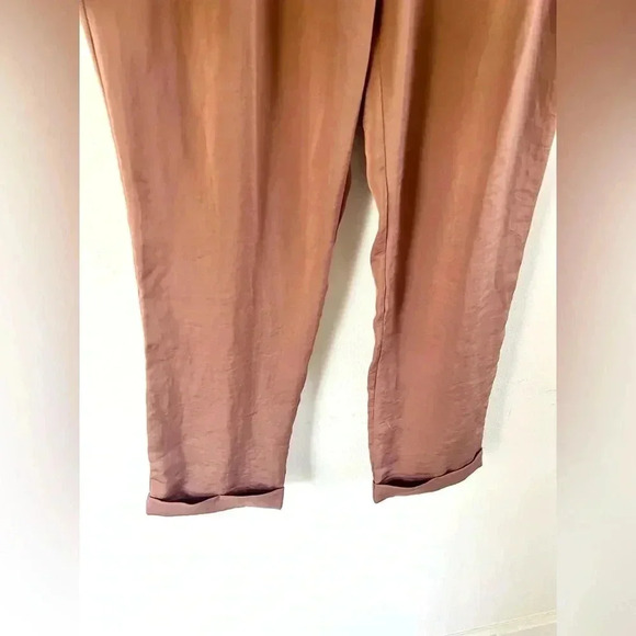 Line & Dot Ali Paperbag Waist Cropped Satin Trouser Pants in Terracotta Size Med - Picture 10 of 13